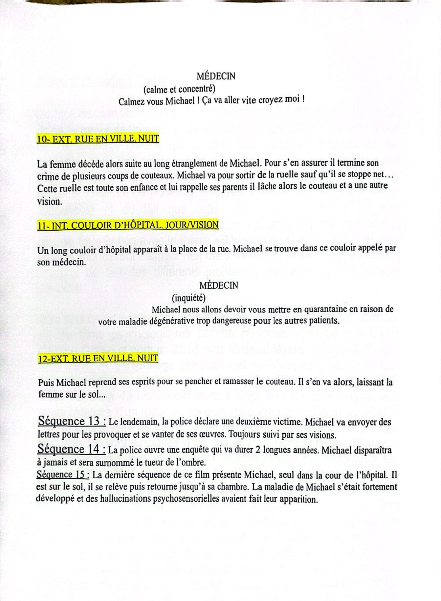 Scénario du court métrage — page 2